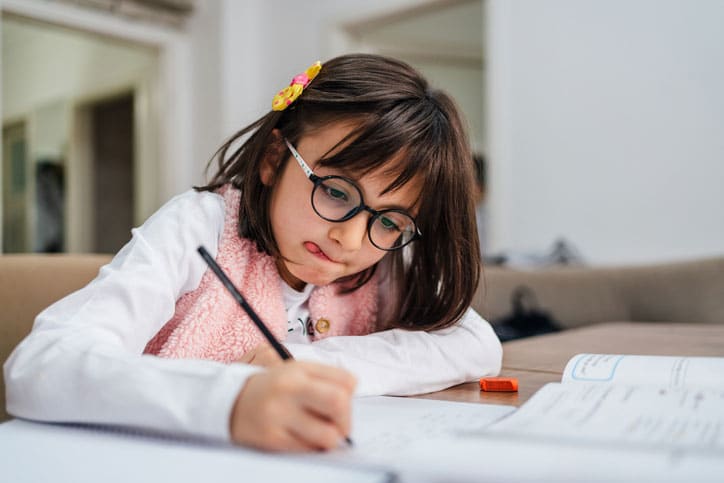 Girl Working on Homework