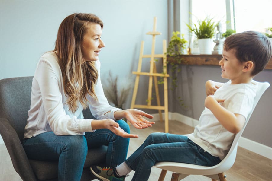 Woman Talking to Child